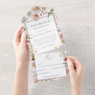 Invitation Tout En Un Élégant Mariage Floral Tout en un