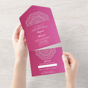 Invitation Tout En Un Élégant Mariage indien blanc rose (pas d'Env néces