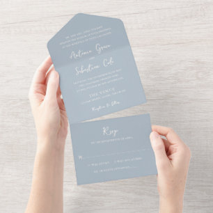 Invitation Tout En Un Élégant mariage moderne bleu poudre