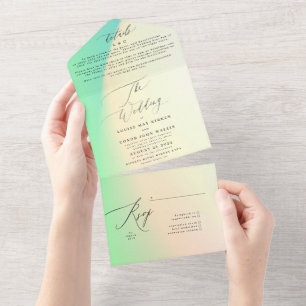Invitation Tout En Un Élégant Mariage moderne noir Ombre Tie Dye