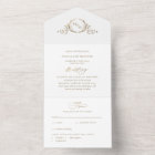 Élégant Mariage Monogramme blanc et or avec RSVP
