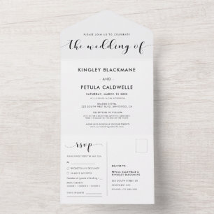 Invitation Tout En Un Élégant mariage noir et blanc