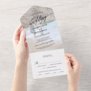 Invitation Tout En Un Élégant Mariage photo de calligraphie noire