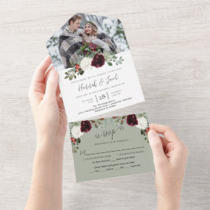 Invitation Tout En Un Élégant Mariage photo d'hiver de Noël