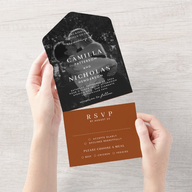 Invitation Tout En Un Élégant Mariage RSVP photo Classy (Déchirure)