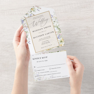 Invitation Tout En Un Élégant mariage tout en un avec fleurs sauvages fl