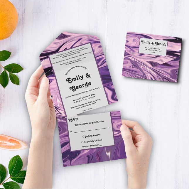 Invitation Tout En Un Élégant minimal Abstrait Peinture bleu Galaxy Mari (Créateur téléchargé)