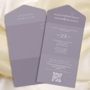 Invitation Tout En Un Élégant minimaliste Lilac simple   Site Web du cod
