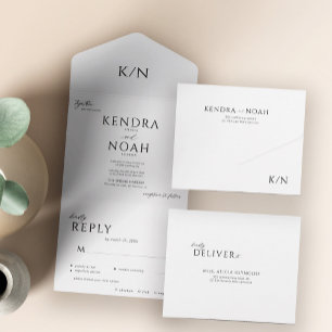 Invitation Tout En Un Élégant moderne simple minimum monogrammed mariage