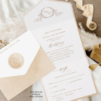 Élégant Monogramme, Crème Beige Aquarelle Mariage