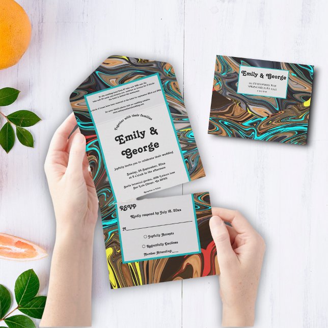 Invitation Tout En Un Elégant Pastel Peinture à l'huile Mariage Abstrait (Créateur téléchargé)