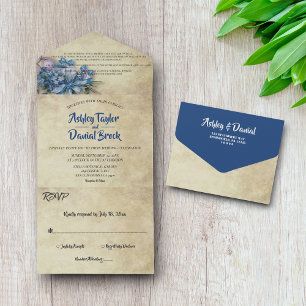 Invitation Tout En Un Élégant Pays Lavande Floral Rustique Mariage