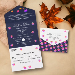 Invitation Tout En Un Elégant Rustique Marine bleu brillant Neon Mariage