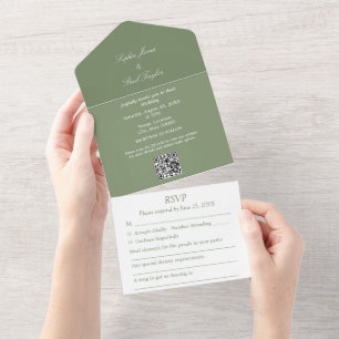 Invitation Tout En Un Elégant Sage Green All in One Wedding Inviter