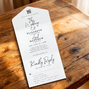 Invitation Tout En Un Élégant Simple Moderne Chic Option de Repas QR Mar