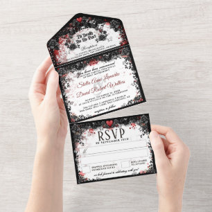 Invitation Tout En Un Élégant Splatz De Sang Halloween Mariage Tout En