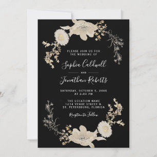 Invitation Tout en Un Élégant Style Vintage Fleurs Mariage