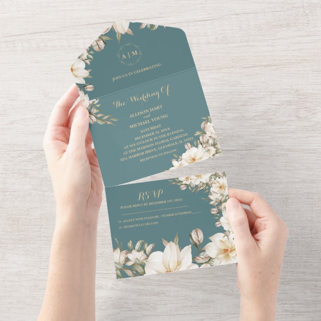 Invitation Tout En Un Elégant thème d'hiver - Tous en un mariage Inviter (Déchirure)