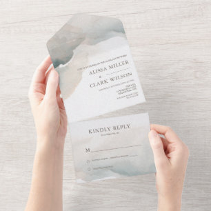 Invitation Tout En Un Elégante aquarelle Abstraite Mariage