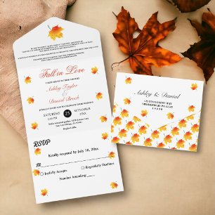 Invitation Tout En Un Elégante aquarelle chute Feuilles Boho Mariage Flo
