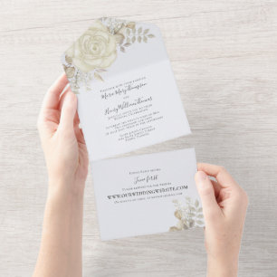 Invitation Tout En Un Elégante aquarelle Floral Ivory Via Website Cream