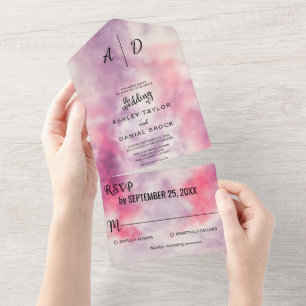 Invitation Tout En Un Elégante aquarelle rose rose chic Mariage Al