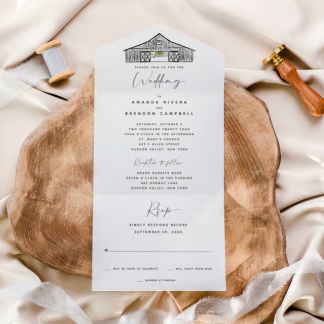 Invitation Tout En Un Élégante cérémonie de remise et Mariage de récepti (Créateur téléchargé)