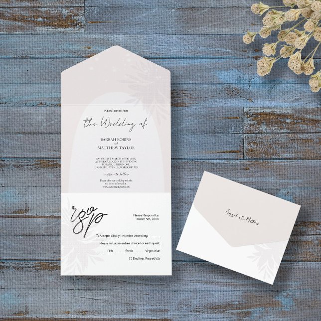 Invitation Tout En Un Élégante Fleurs de dentelle blanche romantique (Créateur téléchargé)
