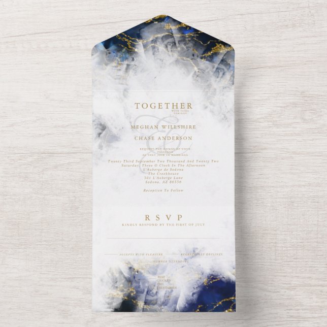 Invitation Tout En Un Elégante Géode cristal Lapis Lazuli (À l'intérieur)