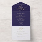 Élégante Gold Calligraphy Marine Mariage bleu