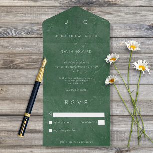 Invitation Tout En Un Emerald Green Élégant Minimal Moderne Sans Dîner