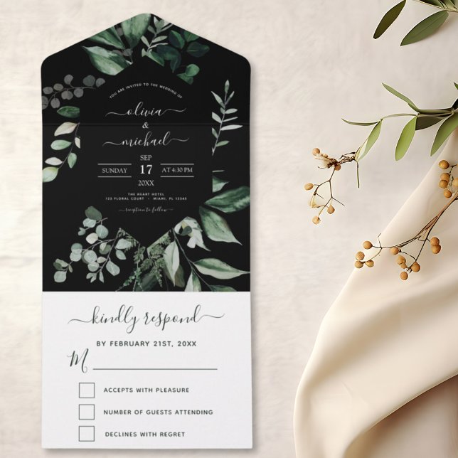 Invitation Tout En Un Emerald Green Eucalyptus Mariage de verdure (Créateur téléchargé)