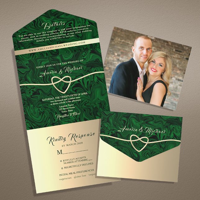 Invitation Tout En Un Emerald Green Jewel Tone Mariage (Créateur téléchargé)
