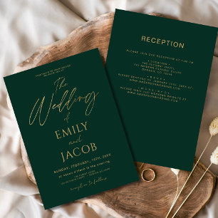 Invitation Tout en un Emerald Green Mariage Script