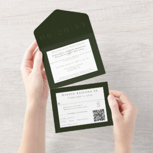 Invitation Tout En Un Emerald Green Minimalist Type Mariage