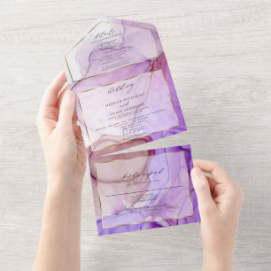 Invitation Tout En Un Encre Liquide Mauve Rose Violet Ultraviolet Modern