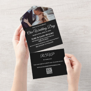 Invitation Tout En Un Eternal Elegance-Pony-Rose-Photo Mariage-QR code-