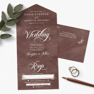 Invitation Tout En Un Ethereal Elegance Rustique Garnet Watercolor Maria