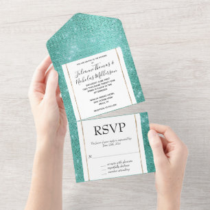 Invitation Tout En Un Étincelle verte à la menthe