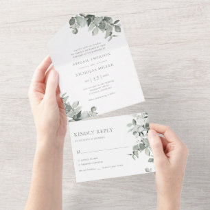 Invitation Tout En Un Eucalyptus Élégant