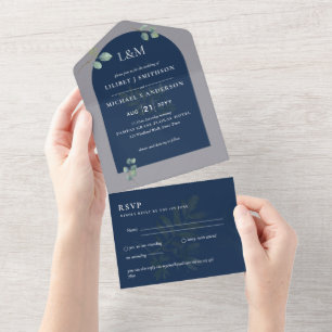 Invitation Tout En Un Eucalyptus Feuilles superposition Mariage Arche