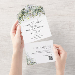 Invitation Tout En Un Eucalyptus Floral tout en un mariage Inviter