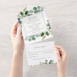 Invitation Tout En Un Eucalyptus Mariage de verdure tout en une invitati