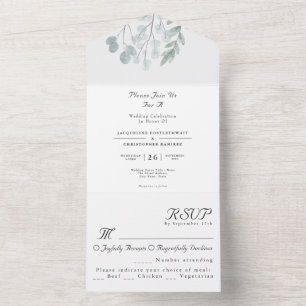 Invitation Tout En Un Eucalyptus Rustic Floral Mariage