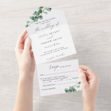 Eucalyptus verdoyant en écriture blanche mariage