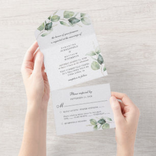 Invitation Tout En Un Eucalyptus Verdure Botanique Mariage moderne