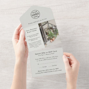 Invitation Tout En Un Événement du magasin Grey Modern Photo Lancement