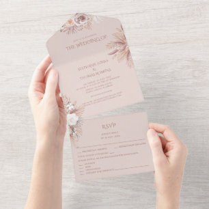 Invitation Tout En Un FaireparterSVP pour l'invitation de mariage Herbe 