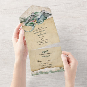 Invitation Tout En Un Fairytale Dragon Mariage Tous en une invitation