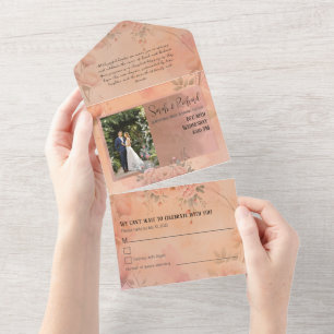 Invitation Tout En Un Fairytale Garden Sparkle Mariage Blush Rose